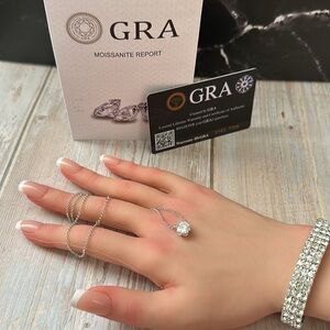 New Moissanite round brilliant 2 carat diamond necklace